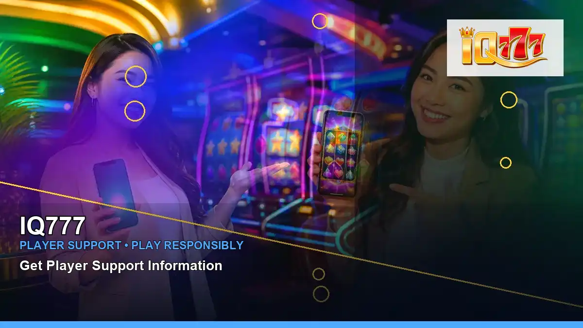 IQ777 lucky reels online slot games featuring an adult Filipina casino host with a left close-up composition