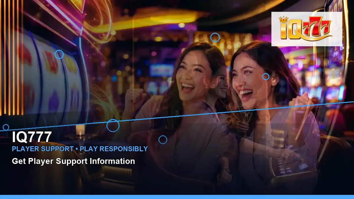 IQ777 mobile casino app featuring an adult Filipina casino host with a panoramic reel composition